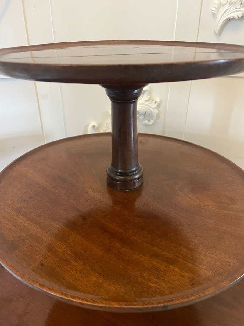 Antique George III Quality Mahogany 3 Tier Circular Dumb Waiter - Image 4